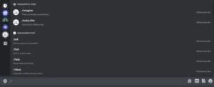 หน้าต่างคำสั่งในช่องแชต Discord สำหรับเริ่มสร้างภาพด้วย Midjourney ในปี 2022